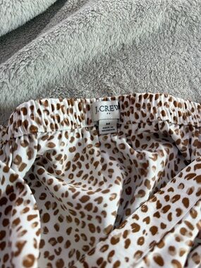 J. Crew White and Brown Leopard Print Elastic Waist Skirt